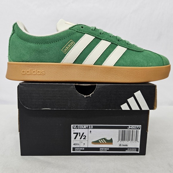 adidas Other - Adidas VL Court 2.0 Casual Sneakers JH5077 Green Suede Gum Sole Men Size 7.5